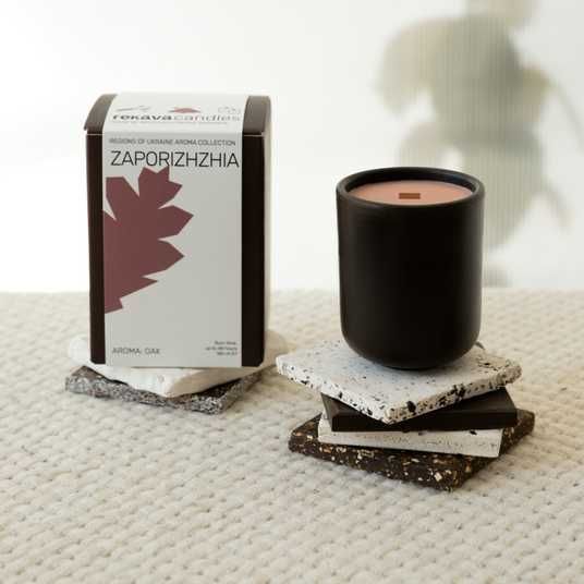 Свічка ЗАПОРІЖЖЯ з ароматом дуба - rekava candles